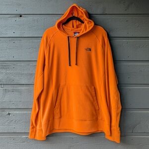 The North Face Vibrant Orange Fleece Pullover Hoodie Orange Black Loose Fit
